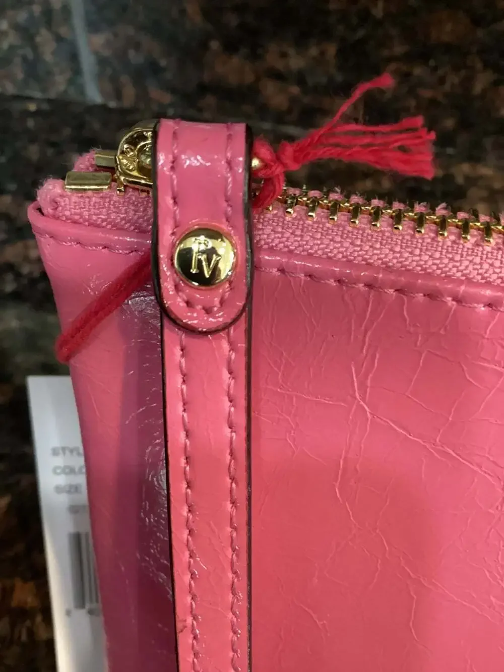 Frances Valentine Pink Crinkled Patent Leather Clutch Wristlet - Picture 5 of 11